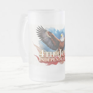 4. Juli Eagle - Patriotisches Kunstdesign Mattglas Bierglas