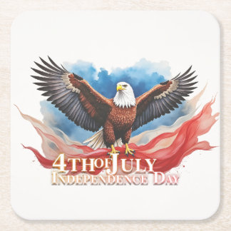 4. Juli Eagle - Patriotisches Kunstdesign Rechteckiger Pappuntersetzer