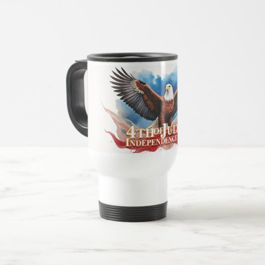 4. Juli Eagle - Patriotisches Kunstdesign Reisebecher (Vorderseite Links)