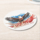 4. Juli Eagle - Patriotisches Kunstdesign Runder Pappuntersetzer (Angewinkelt)
