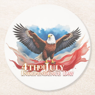 4. Juli Eagle - Patriotisches Kunstdesign Runder Pappuntersetzer