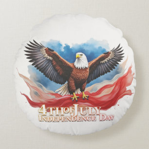 4. Juli Eagle - Patriotisches Kunstdesign Rundes Kissen