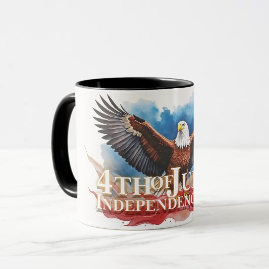 4. Juli Eagle - Patriotisches Kunstdesign Tasse (Vorderseite Links)