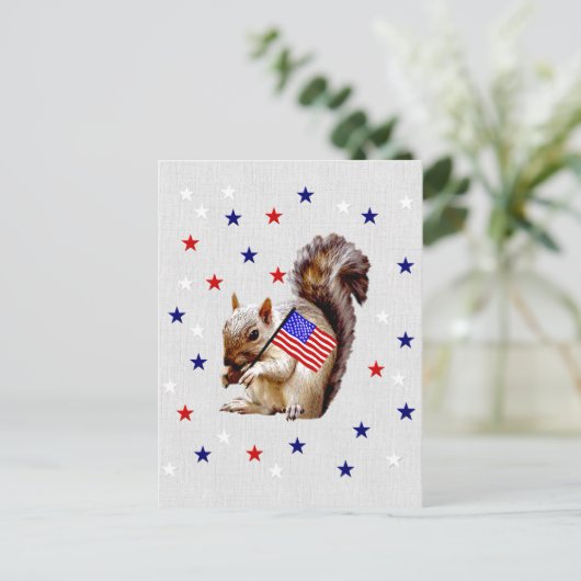 4. Juli Eichhörnchen Postkarte (Stehend Vorderseite)