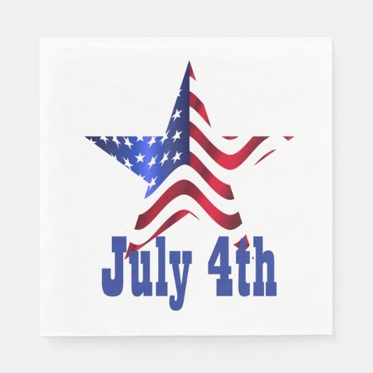 4. Juli Ein Stern mit USA Flag Paper Napkins Serviette (Vorderseite)