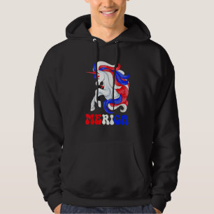 4. Juli Einhorn Amerikanische Flagge Patriotische Hoodie