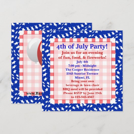 4. Juli Einladung (Vorne/Hinten)