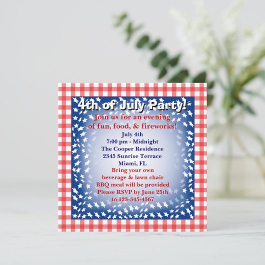 4. Juli Einladung (Stehend Vorderseite)