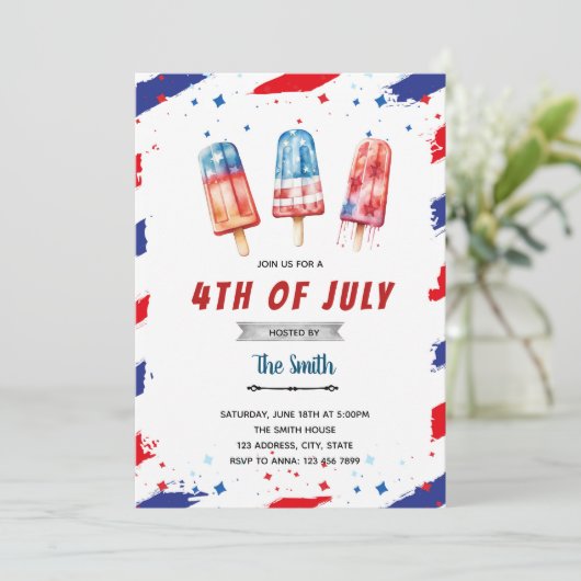 4. Juli Einladung (Stehend Vorderseite)