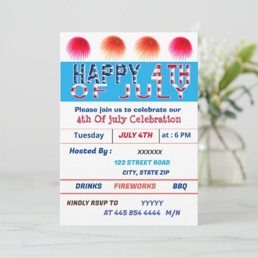 ‎ 4. Juli Einladung (Stehend Vorderseite)