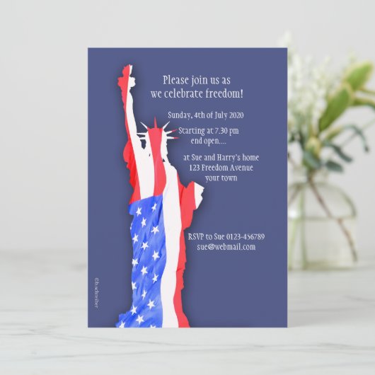 4. Juli Einladung, Freiheitsstatue Einladung (Stehend Vorderseite)