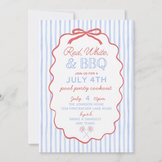 4. Juli Einladung für Erwachsene Pool Party, Fourt (Vorderseite)