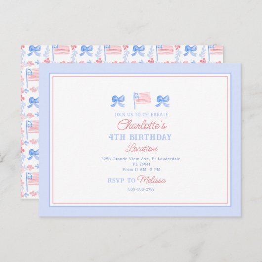 4. Juli Einladung Postkartengröße Postkarte (Vorne/Hinten)