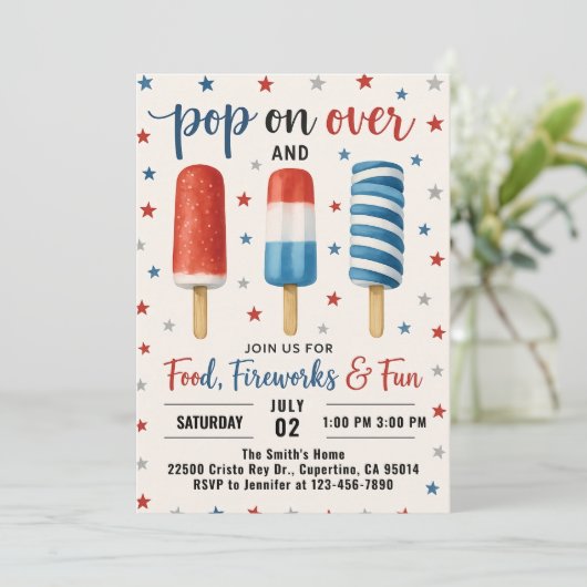 4. Juli Einladung Unabhängigkeitstag Party Invi (Stehend Vorderseite)