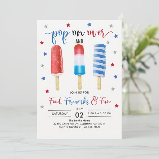 4. Juli Einladung Unabhängigkeitstag Party Invi (Stehend Vorderseite)