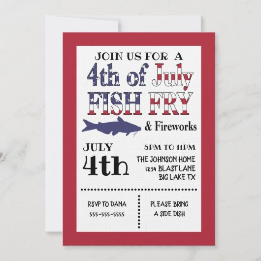 4. Juli Einladung von Fischen (Vorderseite)