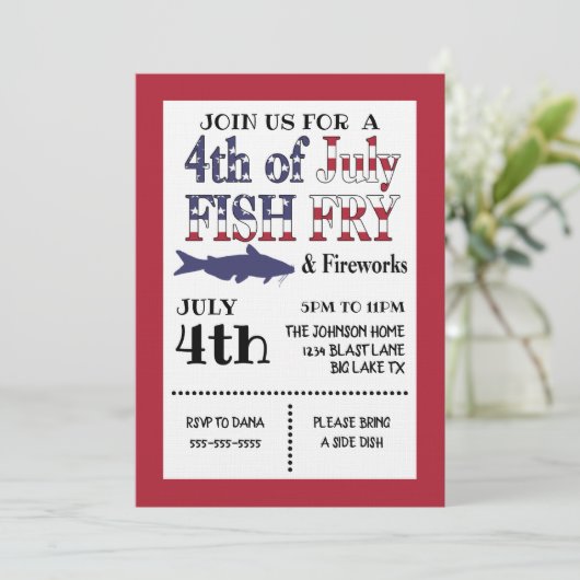 4. Juli Einladung von Fischen (Stehend Vorderseite)