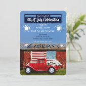 4. Juli Einladung von Patriotic Red Truck (Stehend Vorderseite)