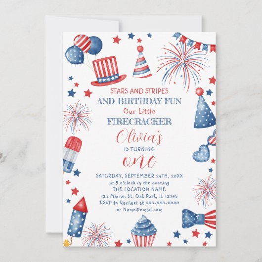 4. Juli Einladung zum Geburtstag (Vorderseite)