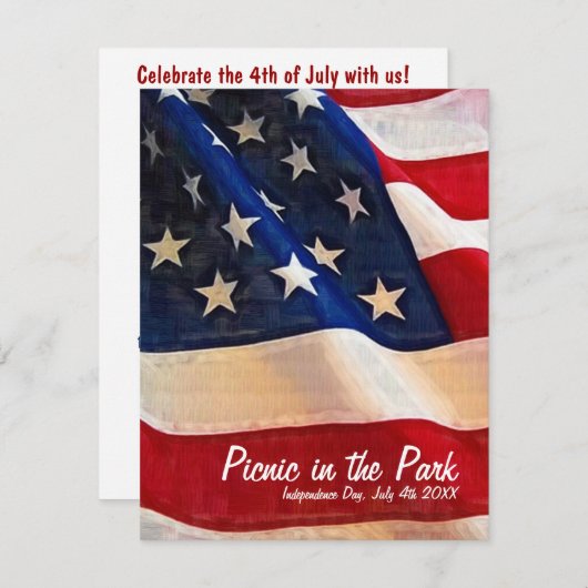 4. Juli Einladung zum Picnic Independence Day (Vorne/Hinten)