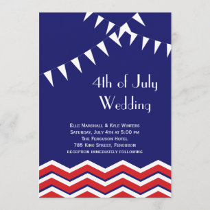 4. Juli Einladung zur Hochzeit - Chevrons & Flags