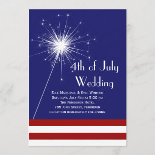 4. Juli Einladung zur Hochzeit mit Streifen