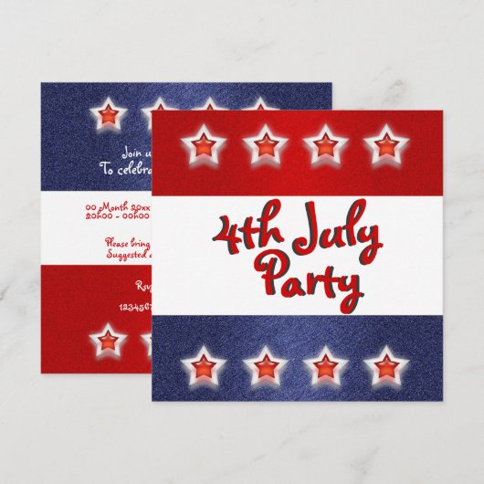 4. Juli Einladungen - anpassbare Vorlage (Vorne/Hinten)