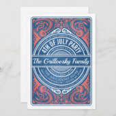 4. Juli Einladungen GRILLEN Red White & Blue (Vorne/Hinten)