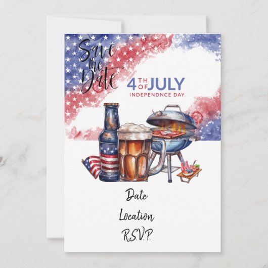 4. Juli Einladungskarte Save the Date Einladung (Vorderseite)