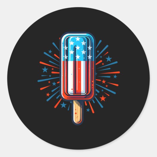 4. Juli Eiscreme American Flag Patriotic Summ Runder Aufkleber (Vorderseite)