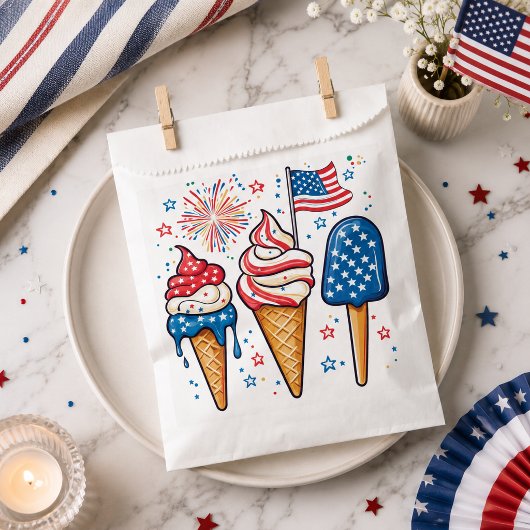 4. Juli Eiscreme Gefälligkeitsflaggen Geschenktütchen