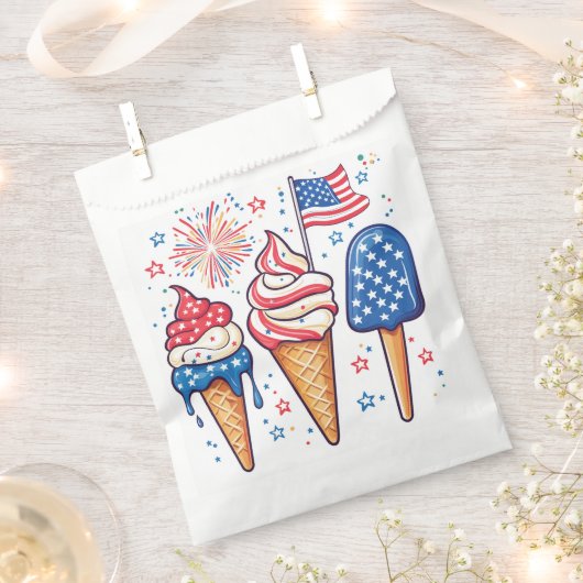 4. Juli Eiscreme Gefälligkeitsflaggen Geschenktütchen (Ausgeschnitten)
