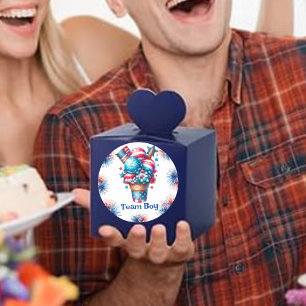 4. Juli Eiscreme Gender Reveal Team Boy Runder Aufkleber