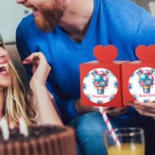 4. Juli Eiscreme-Gender-Team Mädchen Runder Aufkleber