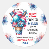 4. Juli Eiscreme-Genderbericht Runder Aufkleber (Vorderseite)