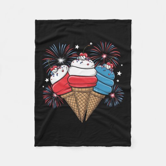 4. Juli Eiscreme Männer Kinder Fleecedecke (Vorderseite)