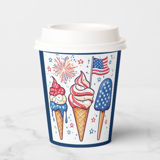 4. Juli Eiscreme-Party Pappbecher (Rückseite)
