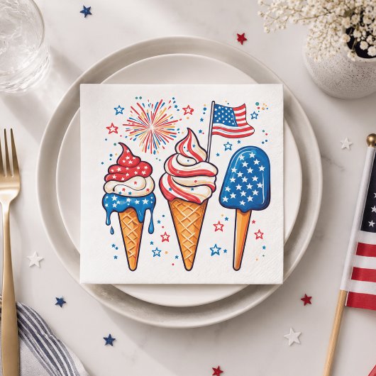 4. Juli Eiscreme-Party Serviette