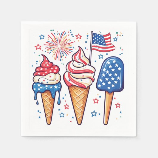4. Juli Eiscreme-Party Serviette (Vorderseite)