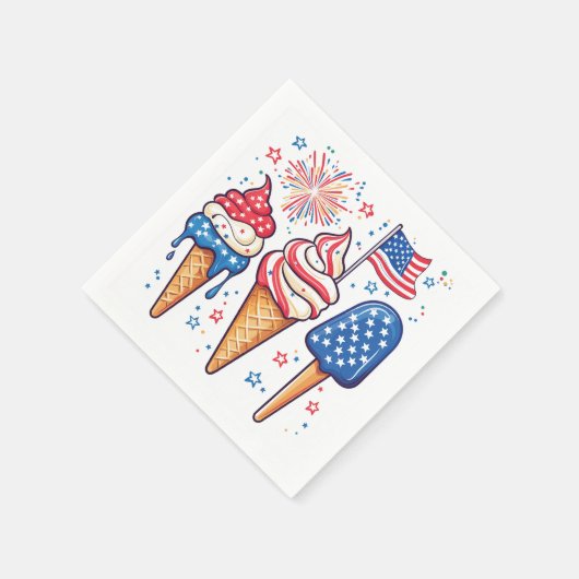 4. Juli Eiscreme-Party Serviette (Ecke)