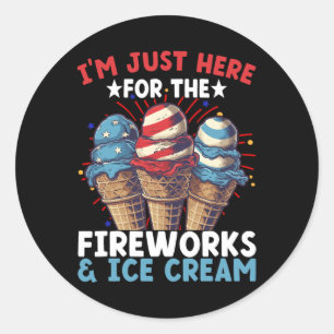 4. Juli Eiscreme Patriotisches Eiscreme  Runder Aufkleber
