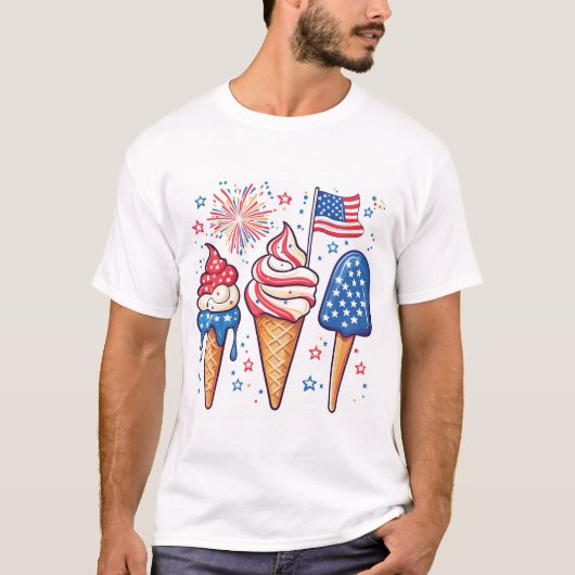 4. Juli Eiscreme T - Shirt der Männer (Vorderseite)