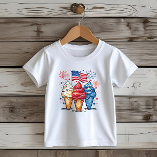 4. Juli Eiscreme USA Flag Kids T - Shirt