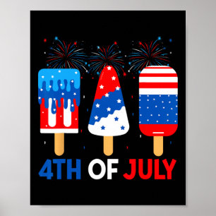 4. Juli Eiscremes Funny Patriotic American Fl Poster