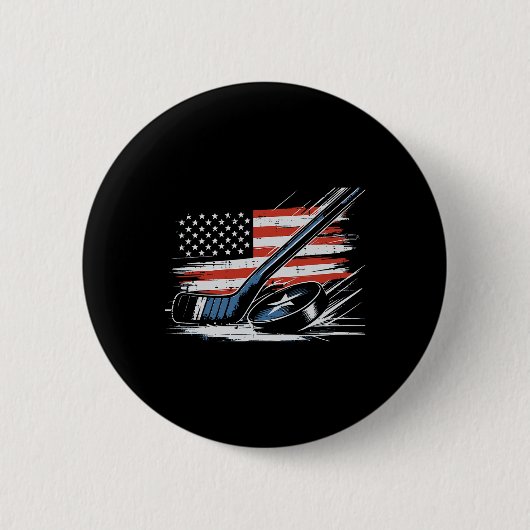 4. Juli Eishockey-Schläger Puck US-Flagge Männer J Button (Vorderseite)