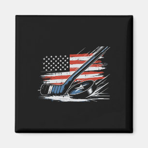 4. Juli Eishockey-Schläger Puck US-Flagge Männer J Magnet