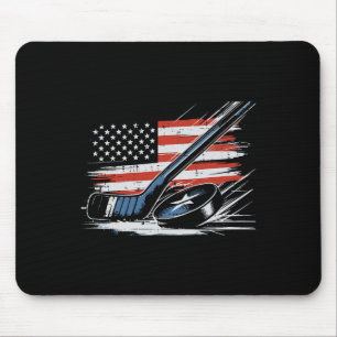 4. Juli Eishockey-Schläger Puck US-Flagge Männer J Mousepad