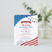 4. Juli Engagement Party Red White Einladung (Stehend Vorderseite)