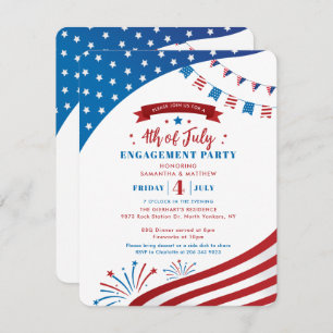 4. Juli Engagement Party Red White Einladung