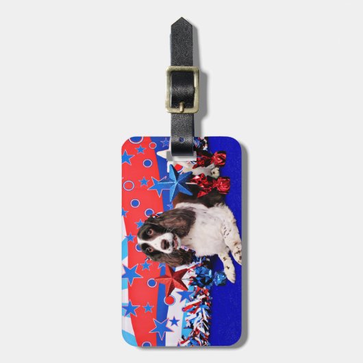 4. Juli - englischer SpringerSpaniel - Chloe Gepäckanhänger (Vorderseite vertikal)